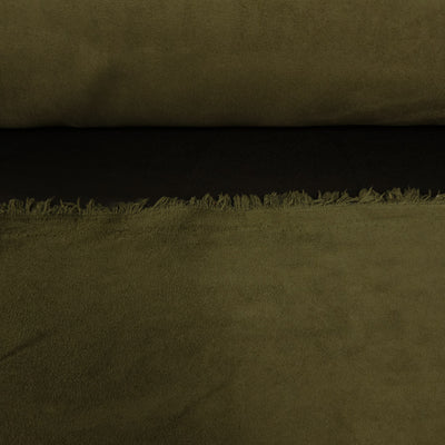 Lined Faux Suede | Olive | 1 Meter | END OF ROLL