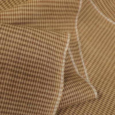Midweight Linen | Mini Check Pattern | Chestnut Breeze