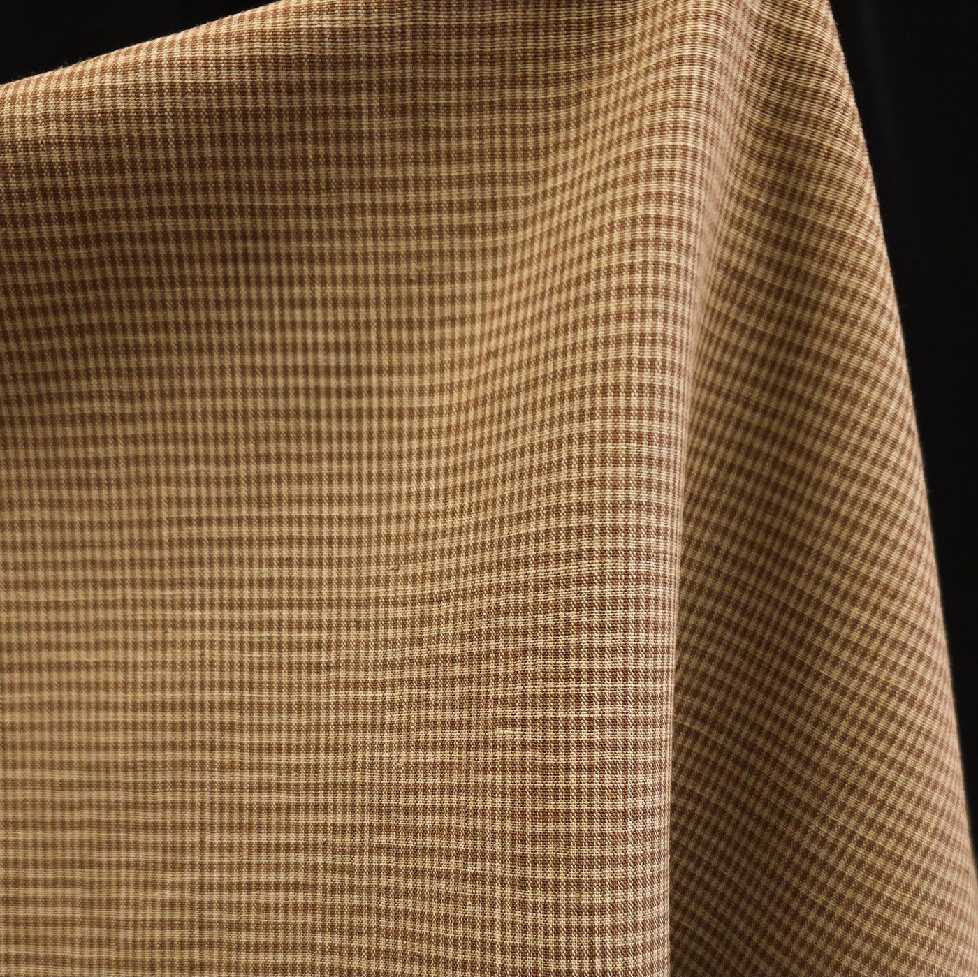 Midweight Linen | Mini Check Pattern | Chestnut Breeze