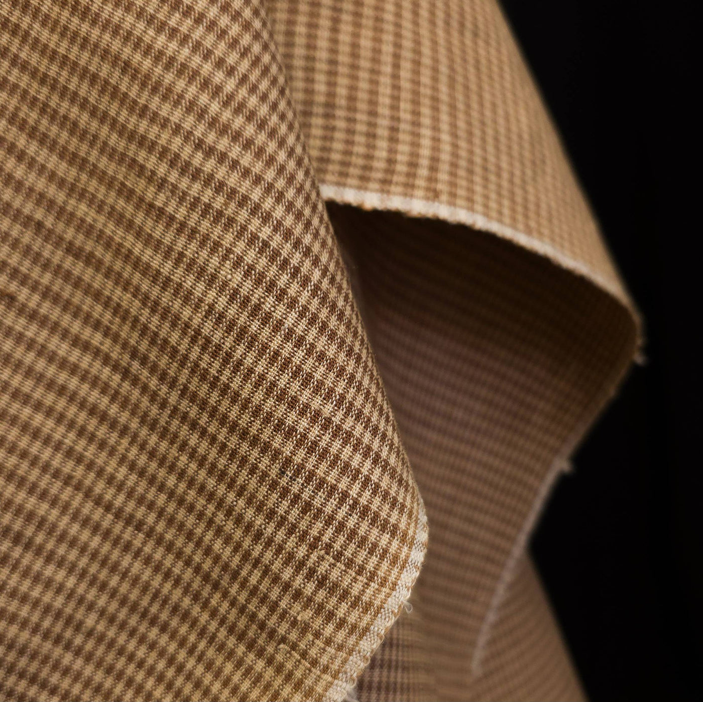 Midweight Linen | Mini Check Pattern | Chestnut Breeze