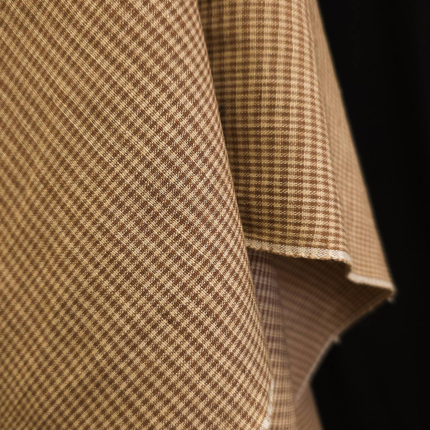 Midweight Linen | Mini Check Pattern | Chestnut Breeze