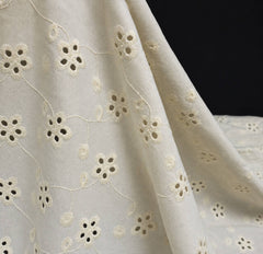 Embroidered Linen Viscose Fabric | Floral Eyelet