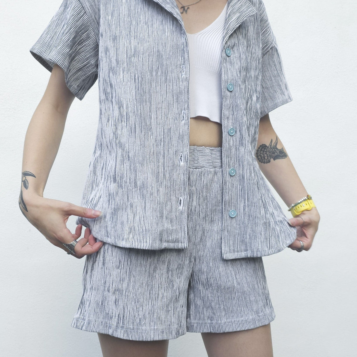 crumple cotton stripe 