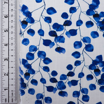 Rayon Slub | Blue Leafs