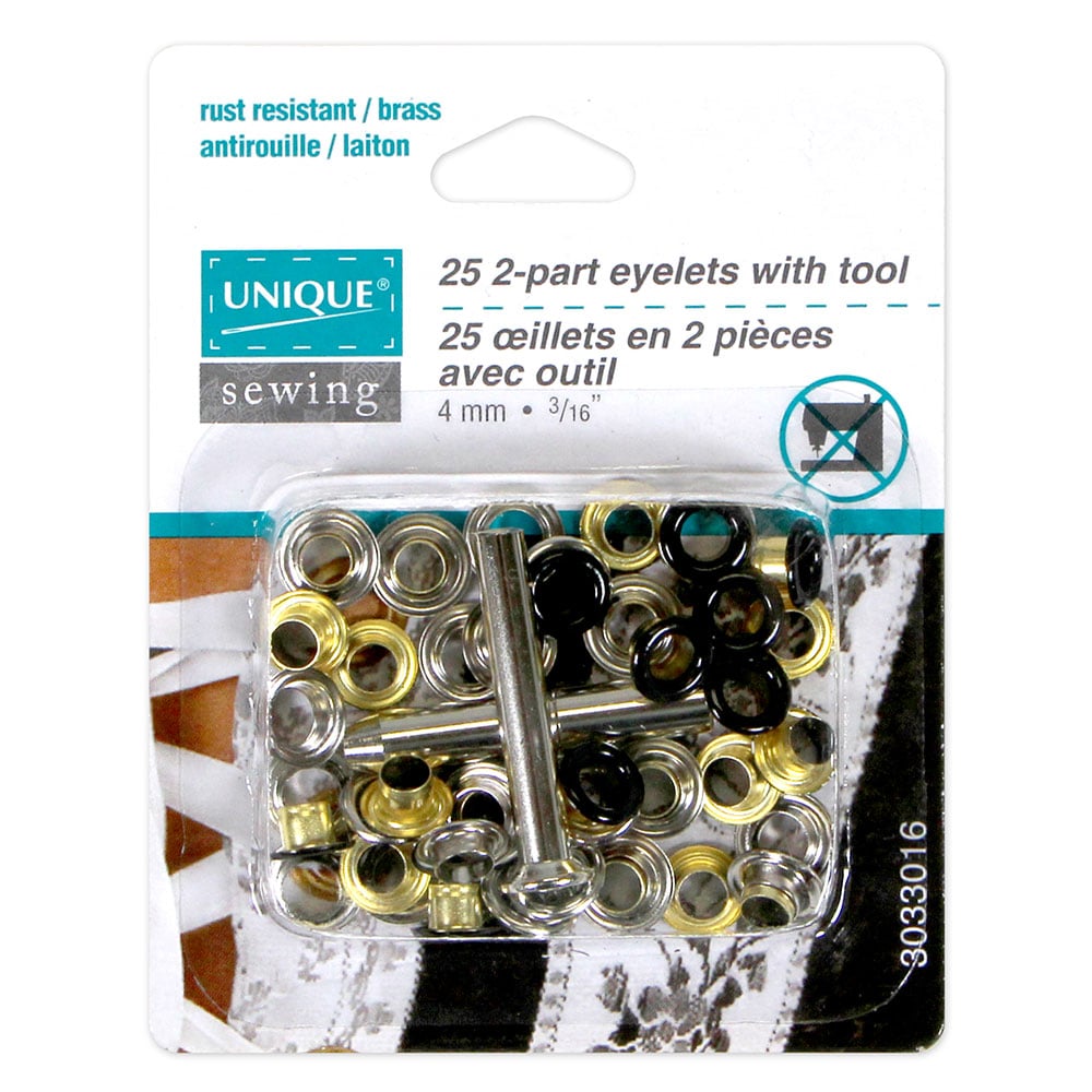 2 Part No-Sew Eyelets with Tool - Black