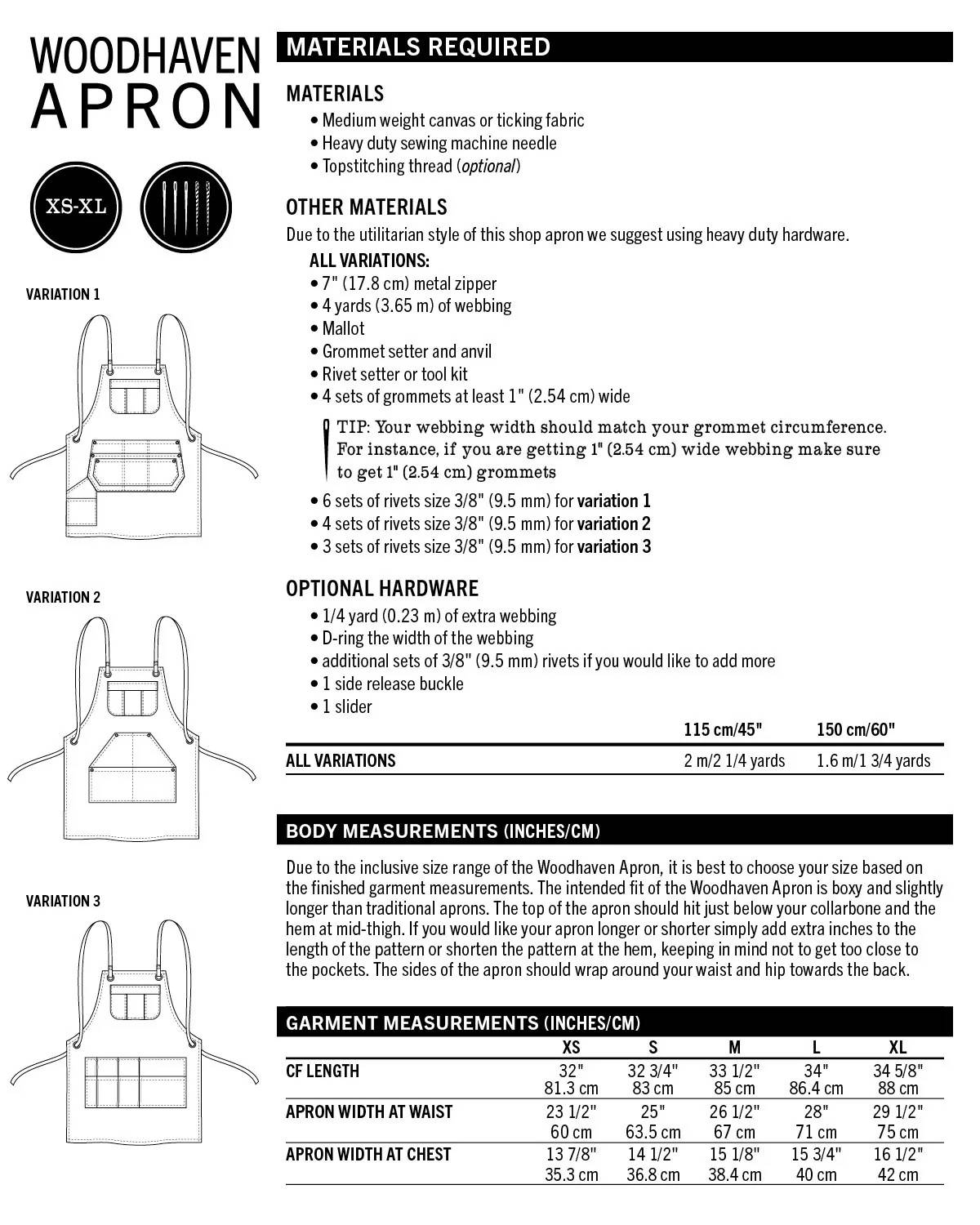 PDF Sewing Pattern | Woodhaven Apron | Thread Theory