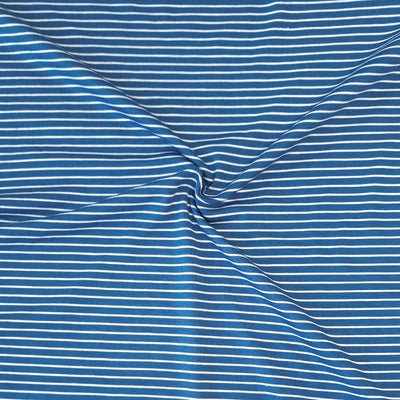 Rayon Jersey Fabric Blue Stripes