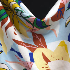 Rayon Linen Blend | Floral Print on Sky Blue | Salerno
