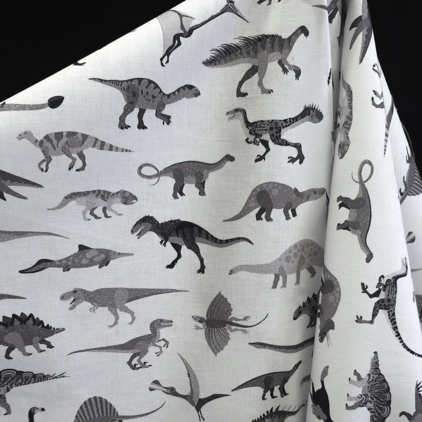 100% Cotton | Alphabetosaurus | Grey | Robert Kaufman