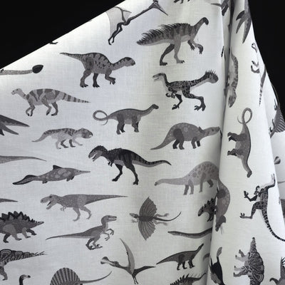 100% Cotton | Alphabetosaurus | Grey | Robert Kaufman