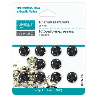 UNIQUE |  Snap Fasteners |  Size 2 / 11mm (3⁄8″) | 10 sets