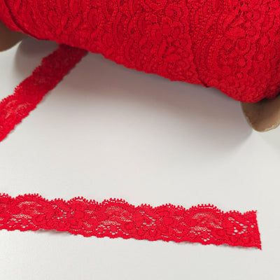 8 Wide Two-tone Red & Pink Stretch Leavers Lace Trim, Made in France, Sold  by the Yard -  Canada