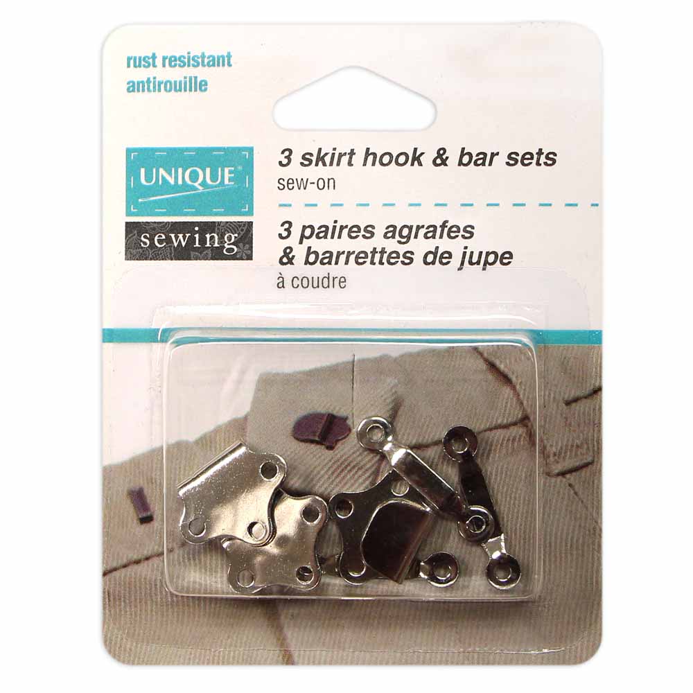 UNIQUE SEWING | Skirt Hook & Bar Sets Silver | 3 sets