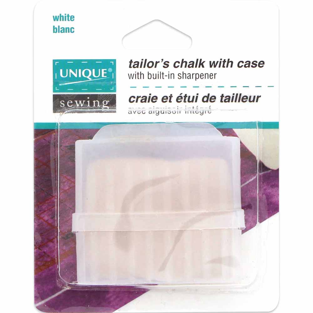 Chalk square in a plastic case with built-in sharpener.