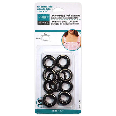UNIQUE | 2-part Grommets with plastic washers | 11 x 5.3mm (3/8″ x 3/16″) - 10 sets