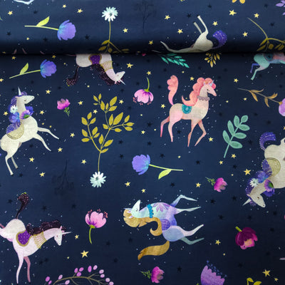 100% Cotton | Unicorn Meadow | Blue | Robert Kaufman