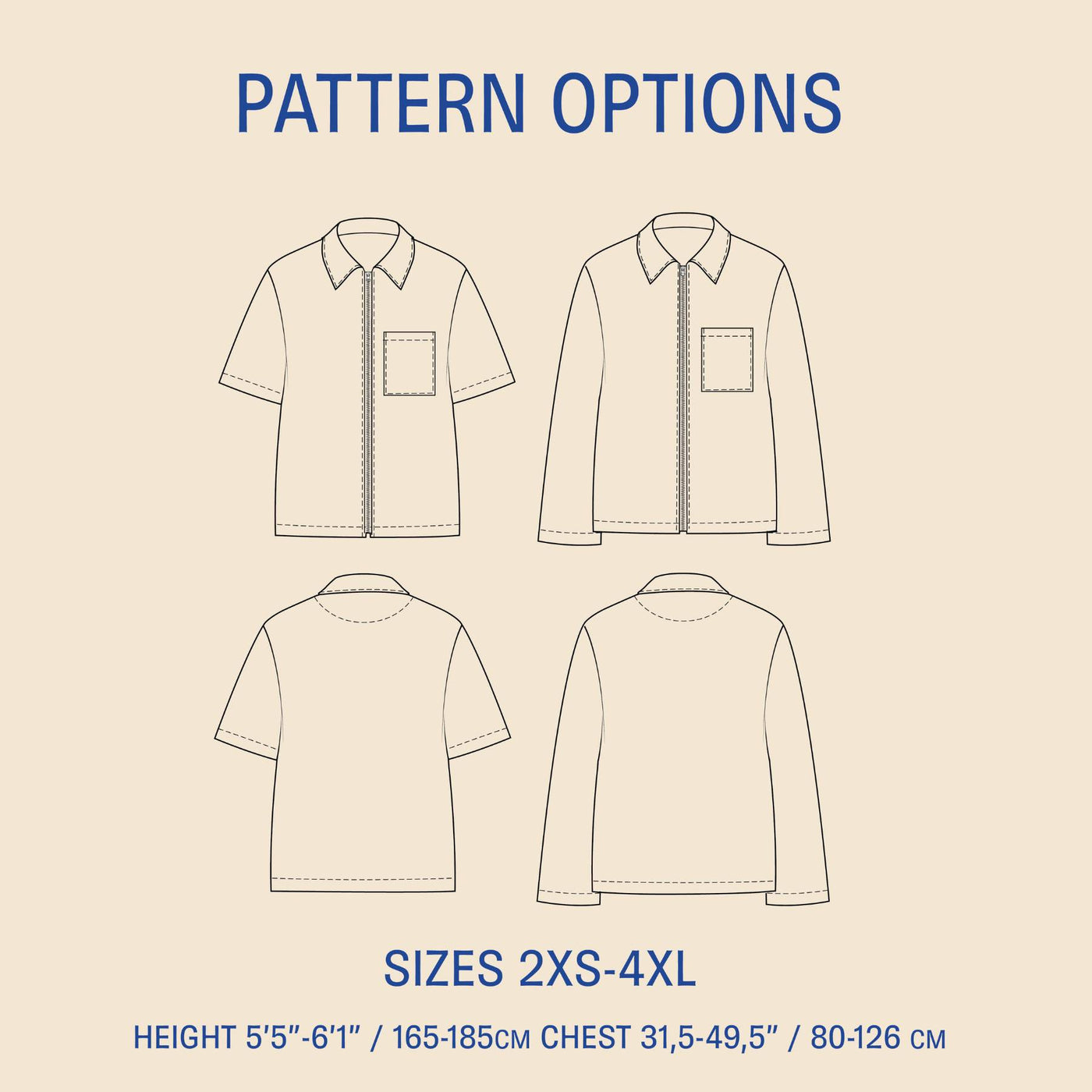 Men’s Zip Shirt Sewing Pattern | Wardrobe by Me PDF | Les Tissées