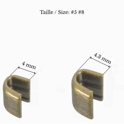 Antique Gold U-Shape Zipper Top Stoppers | 2 Pairs (#5 & #8)