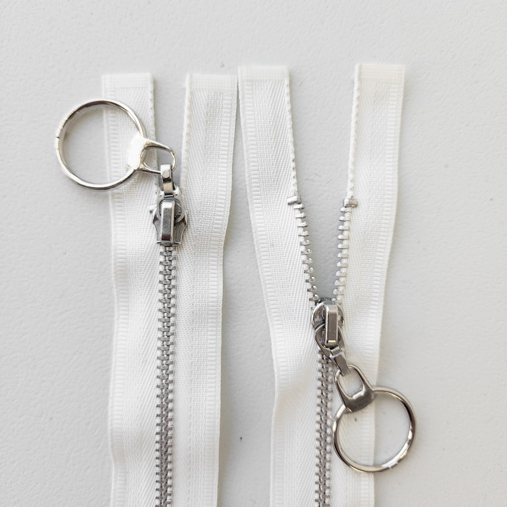 KKF Nickel Zipper | #3 | 34" / 87 cm | White