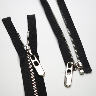 Open End Zipper | Nickel | Black | 20" - 51 cm