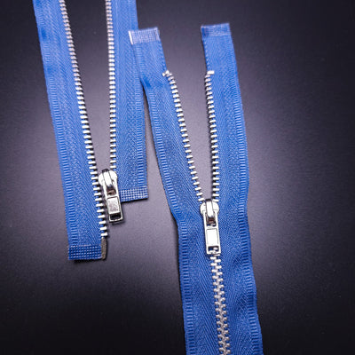 Open End Zipper | Nickel | Blue | 13" - 33 cm