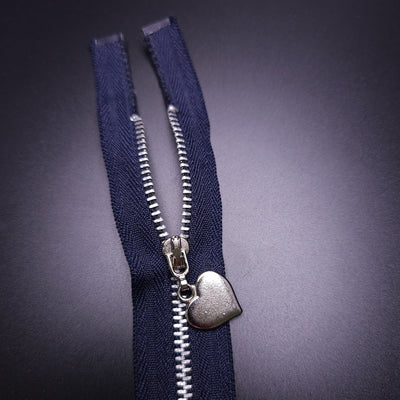 Open End Zipper | Nickel | Navy | 12 1/4" - 31 cm