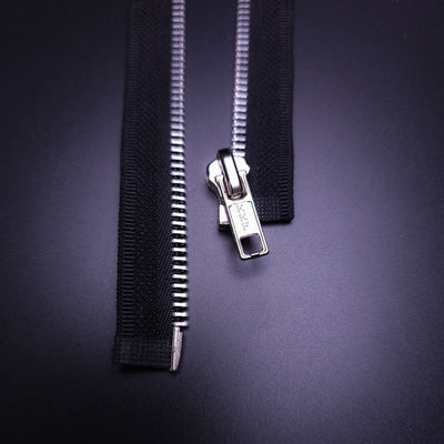 Open End Zipper | Nickel | Black | 7" - 18 cm