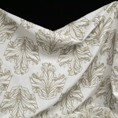 Ornamental Floral Embroidered Cotton | Ivory & Taupe | Luxury Manufacturer Deadstock