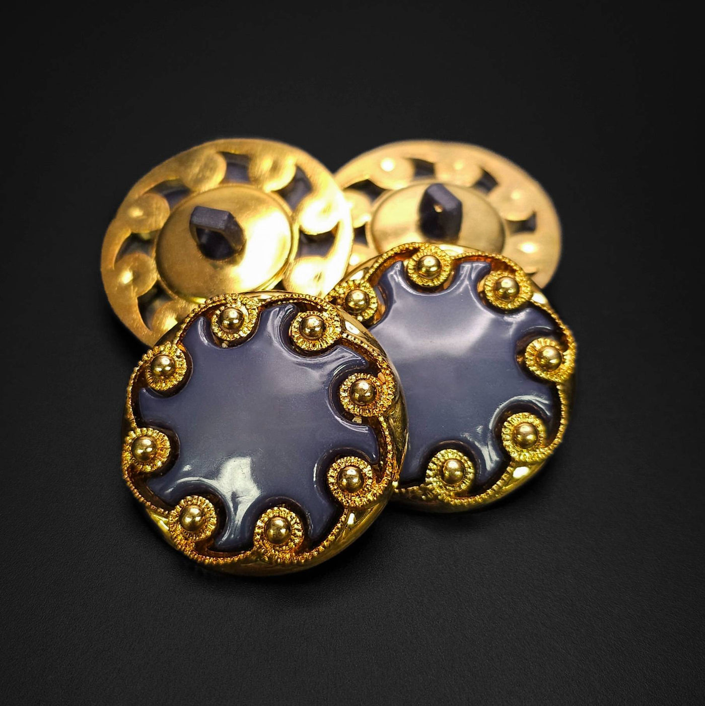 Buttons Gold and Purple 30 mm