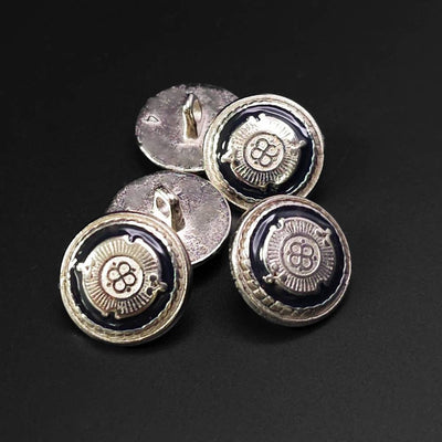 Buttons Warm Silver and Navy 15 mm