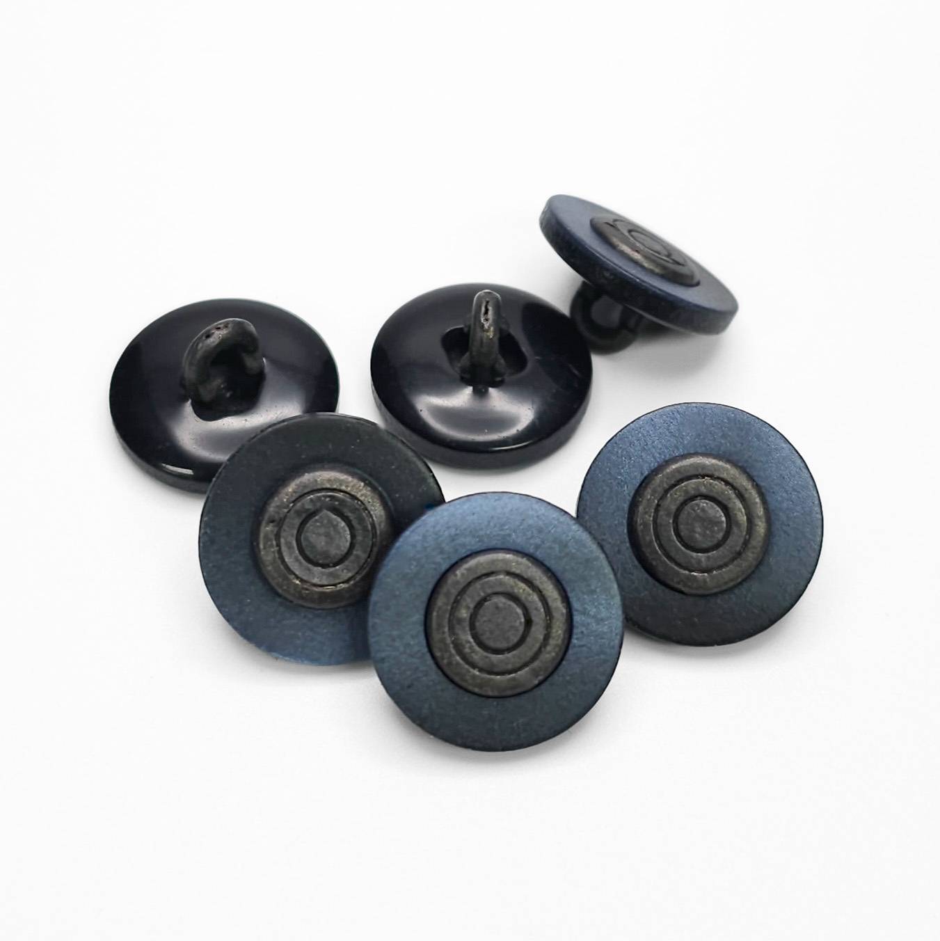 Buttons Navy and Dark Gray Silver 15 mm 