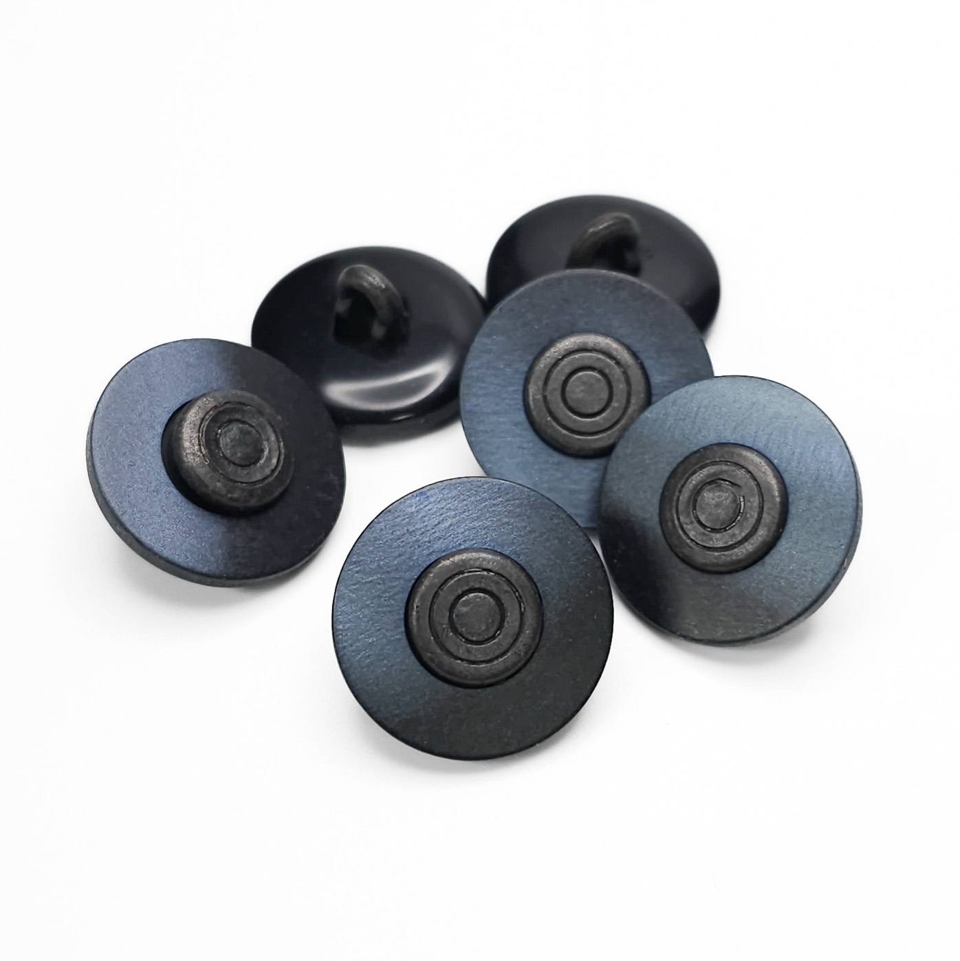 Buttons Navy and Dark Gray Silver 17 mm