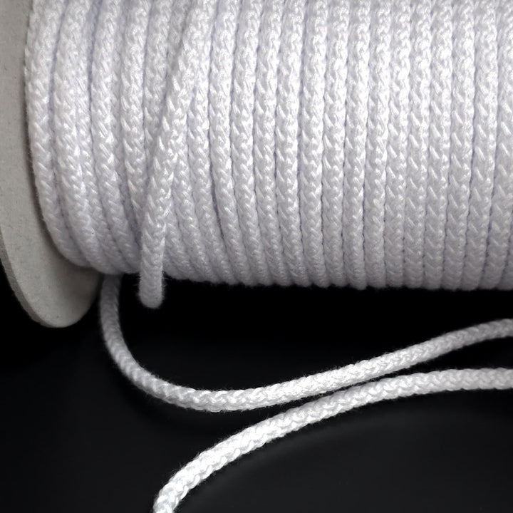 Cordon En Coton Rond 5 Mm - 10 Mètres, Naturel Blanc - Pour DIY, Macramé, Couture, Décoration - Corde Tressée Résistante
