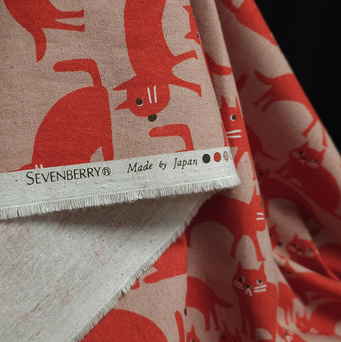 Cotton Flax Print Canvas | Cats | By Robert Kaufman | Red