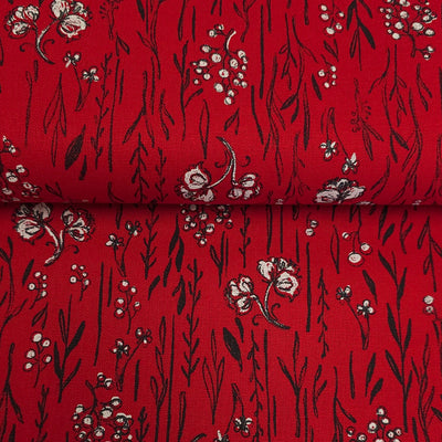 Fields in Bloom Linen | Red |  By Robert Kaufman