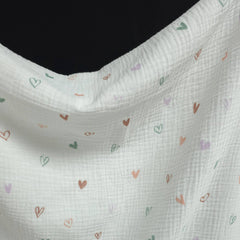 Double Gauze Cotton Fabric | Pastel Hearts on White