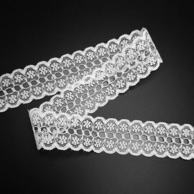 Lace Trim Ribbon | White | 2.5 cm - 1"