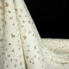 Double Gauze Cotton | Delicate Wildflower | Ecru & Ochre