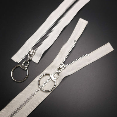 KKF | Open End Zipper | Nickel | #3 | 34" / 87 cm | White