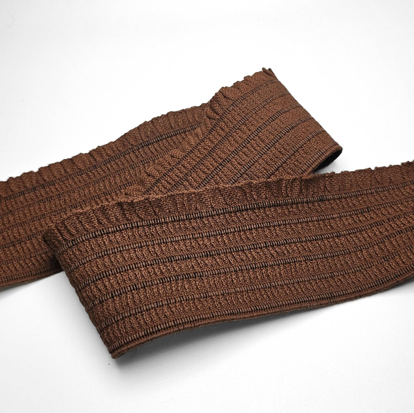 Shirred Ruffled Elastic Waistband  | 62 mm - 2 3/8" | Made in France - Brown
