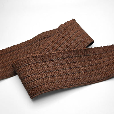 Shirred Ruffled Elastic Waistband  | 62 mm - 2 3/8" | Made in France - Brown