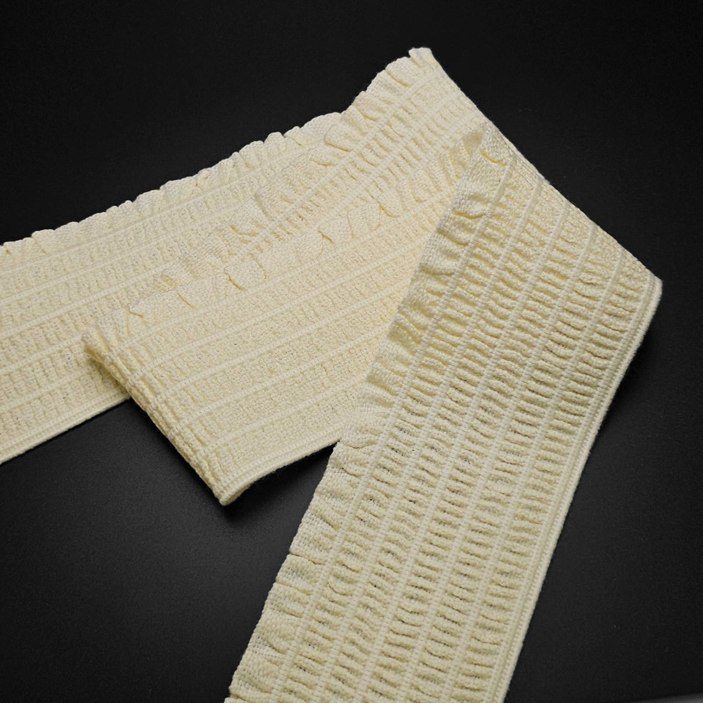 Shirred Ruffled Elastic Waistband  | 62 mm - 2 3/8" | Made in France - Buttermilk