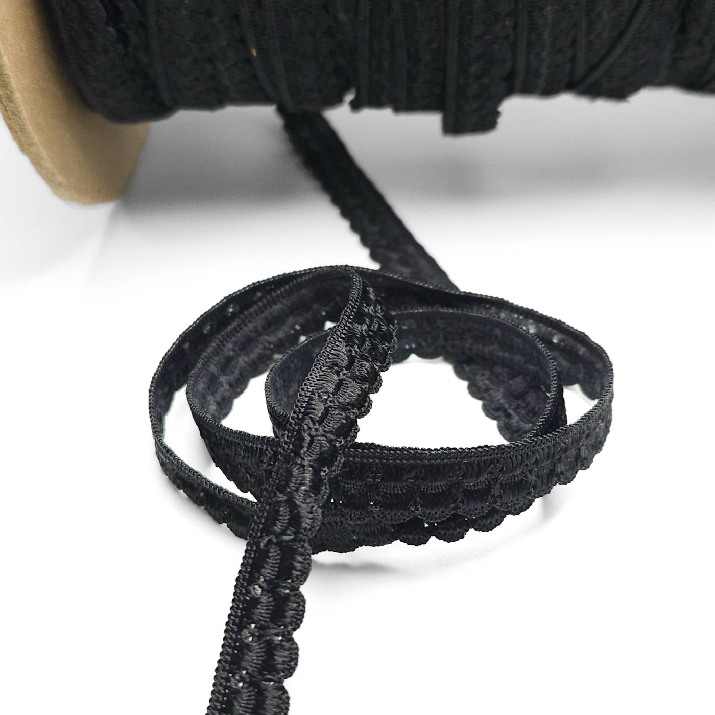 Picot Edge Elastic | Black | 10 mm - 3/8"