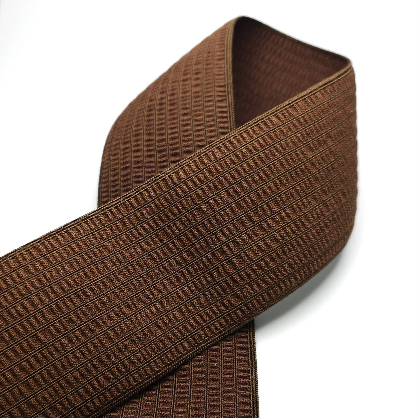 Shirred Elastic Waistband  | 55 mm - 2 1/4" | Brown | Made in France