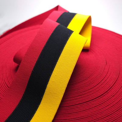 Retro Striped Waistband Elastic | Red, Black & Yellow