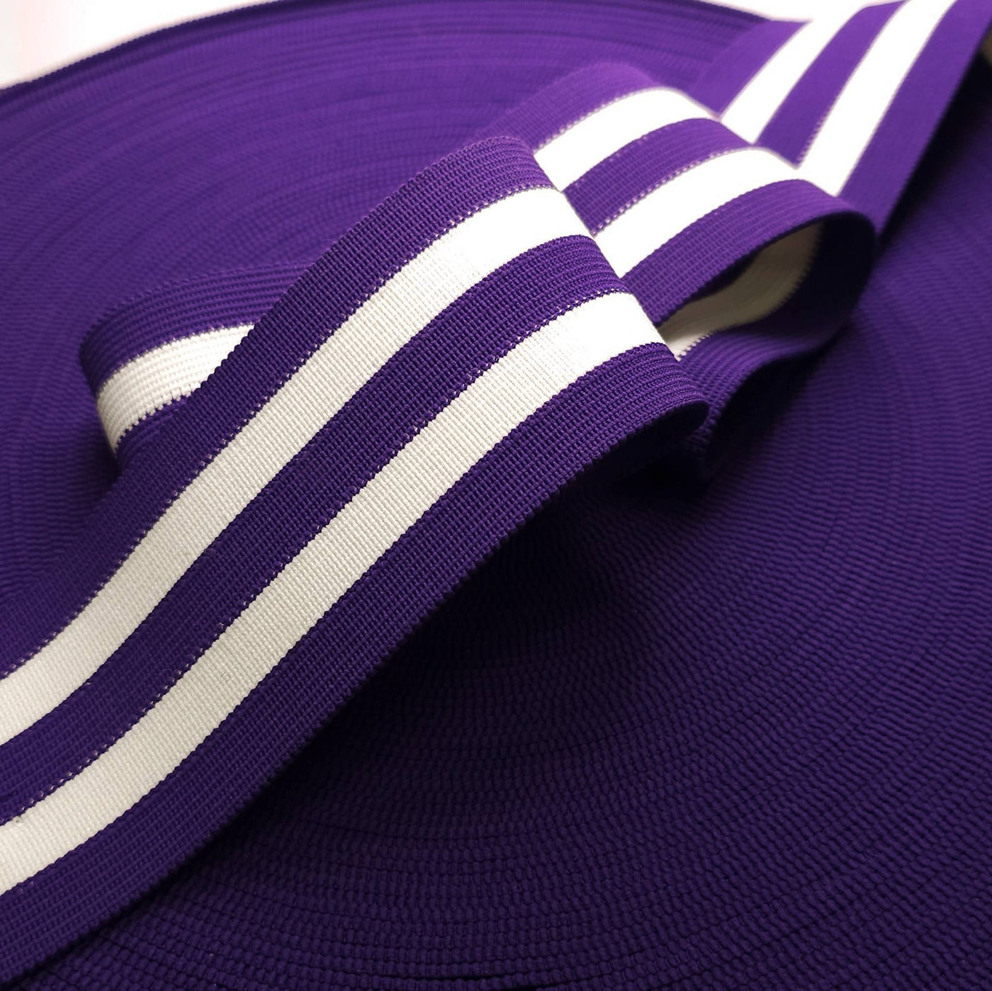 Retro Striped Waistband Elastic | Purple & White