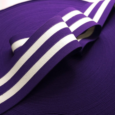 Retro Striped Waistband Elastic | Purple & White
