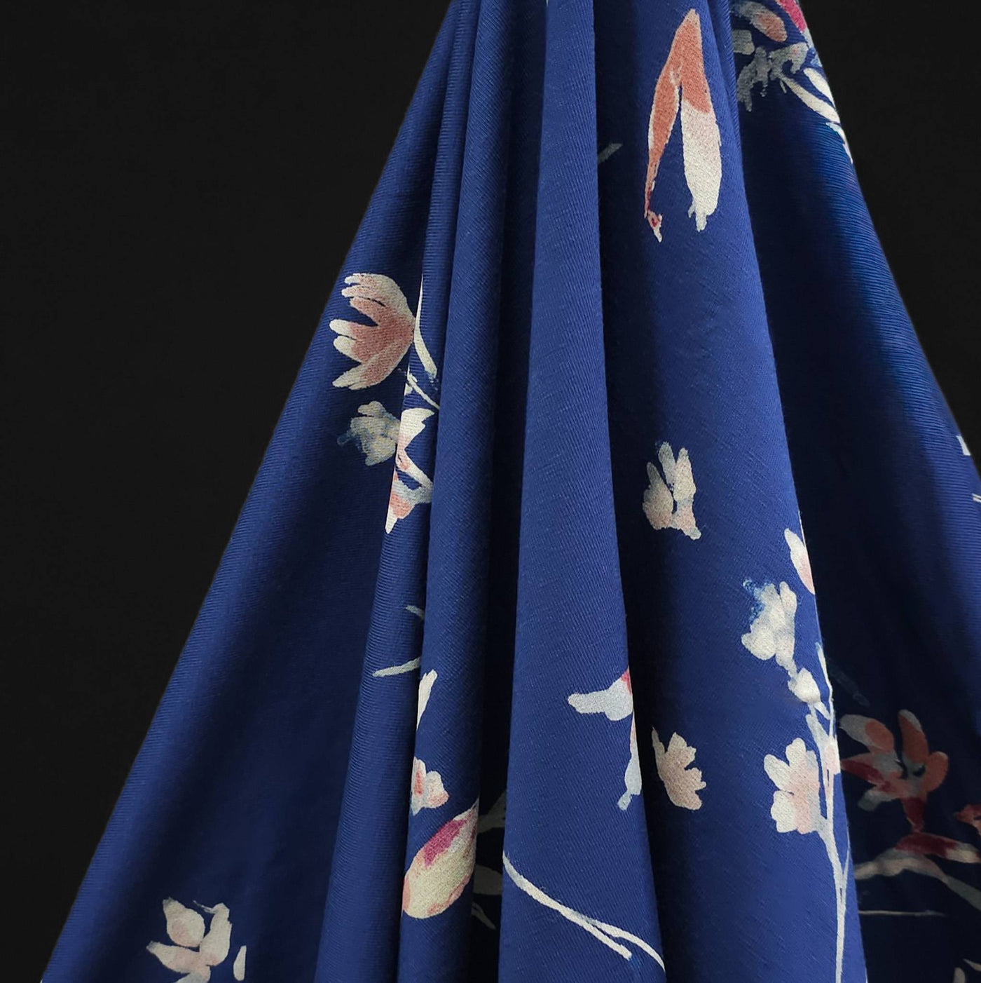 Rayon Jersey | Flowers on Blue Background