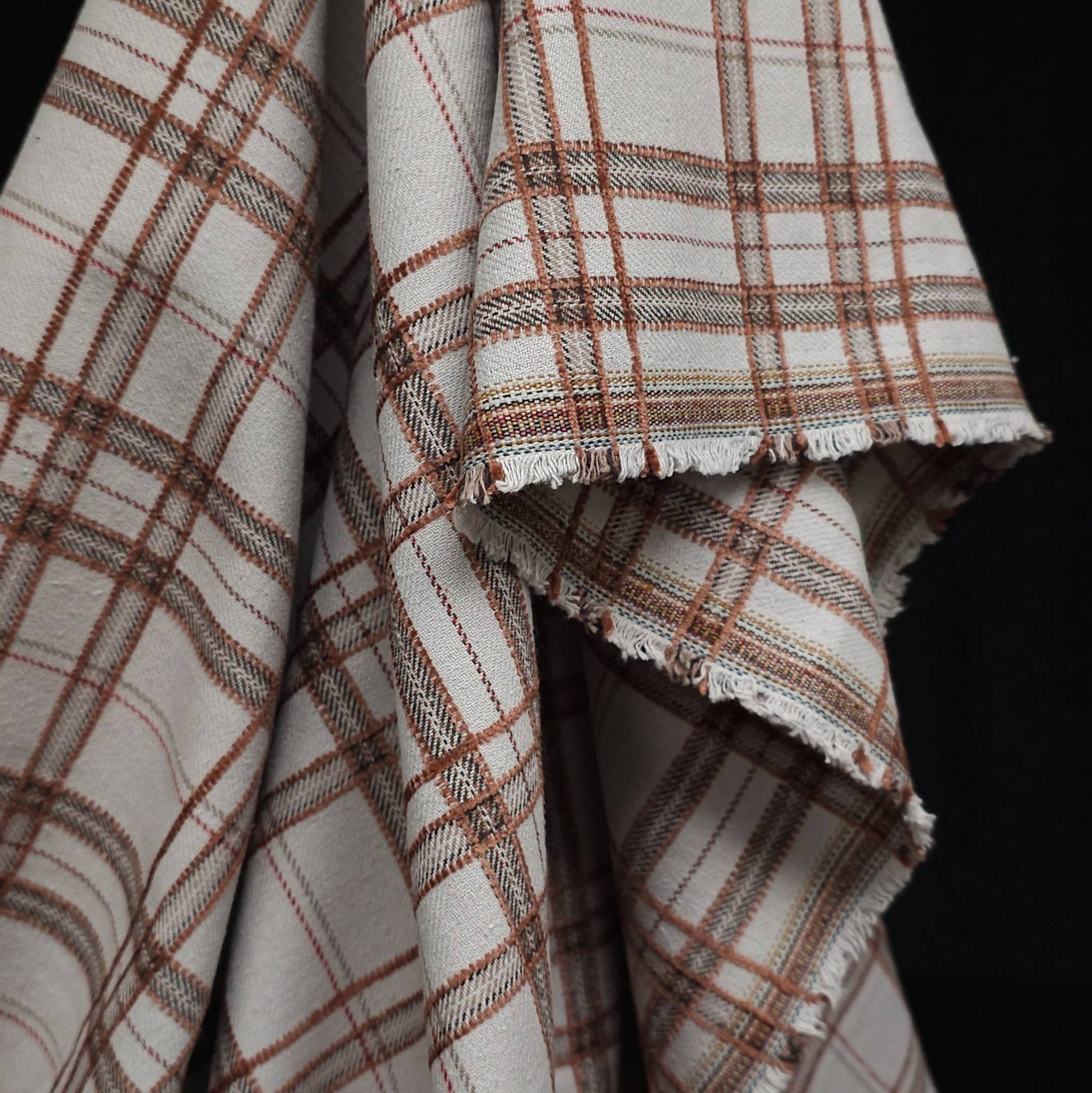 Rust Color Flannel Premium Yarn-Dyed Cotton Flannel Fabric | Rust Plaid | Les Tissées