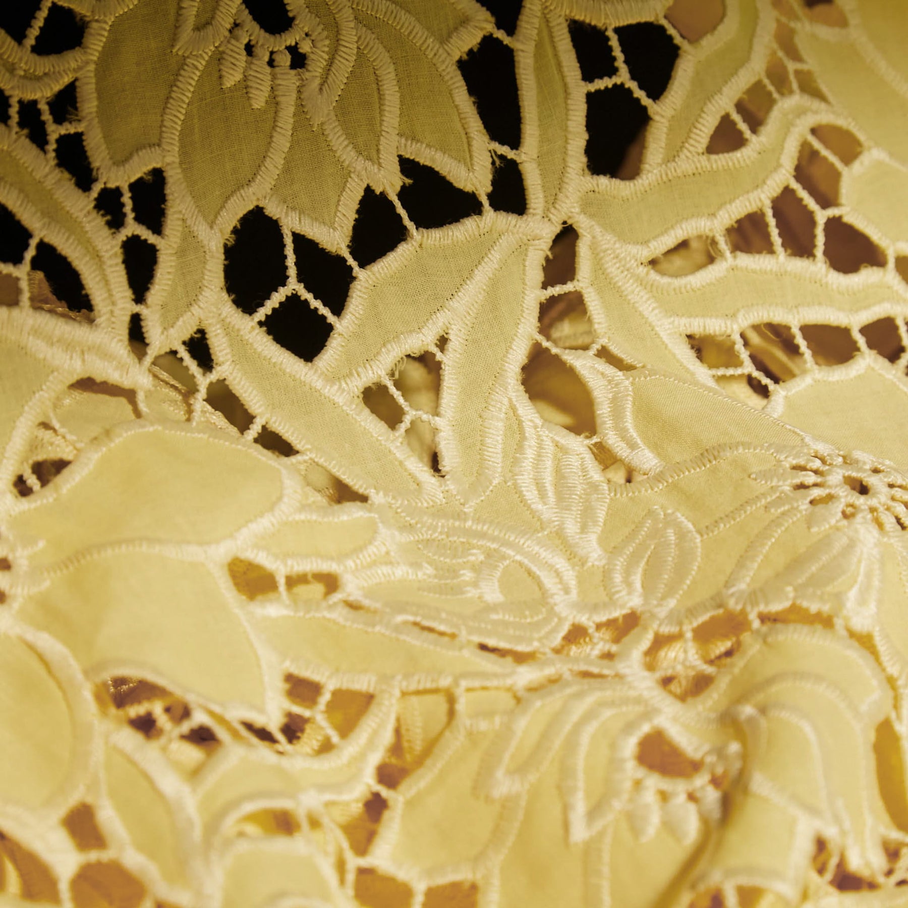 Butter Yellow Floral Cutwork Cotton | Les Tissées